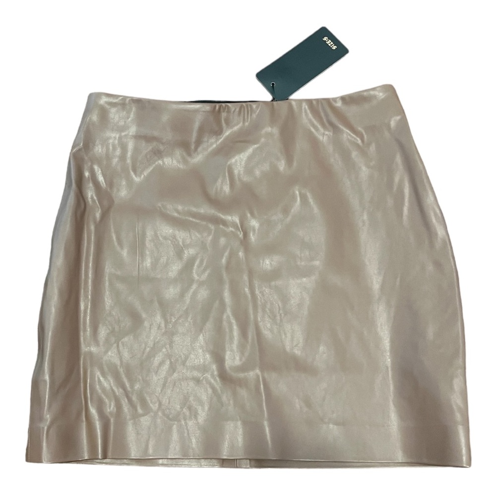 NWT Shinestar Brown VEGAN Faux LEATHER SKIRT Small